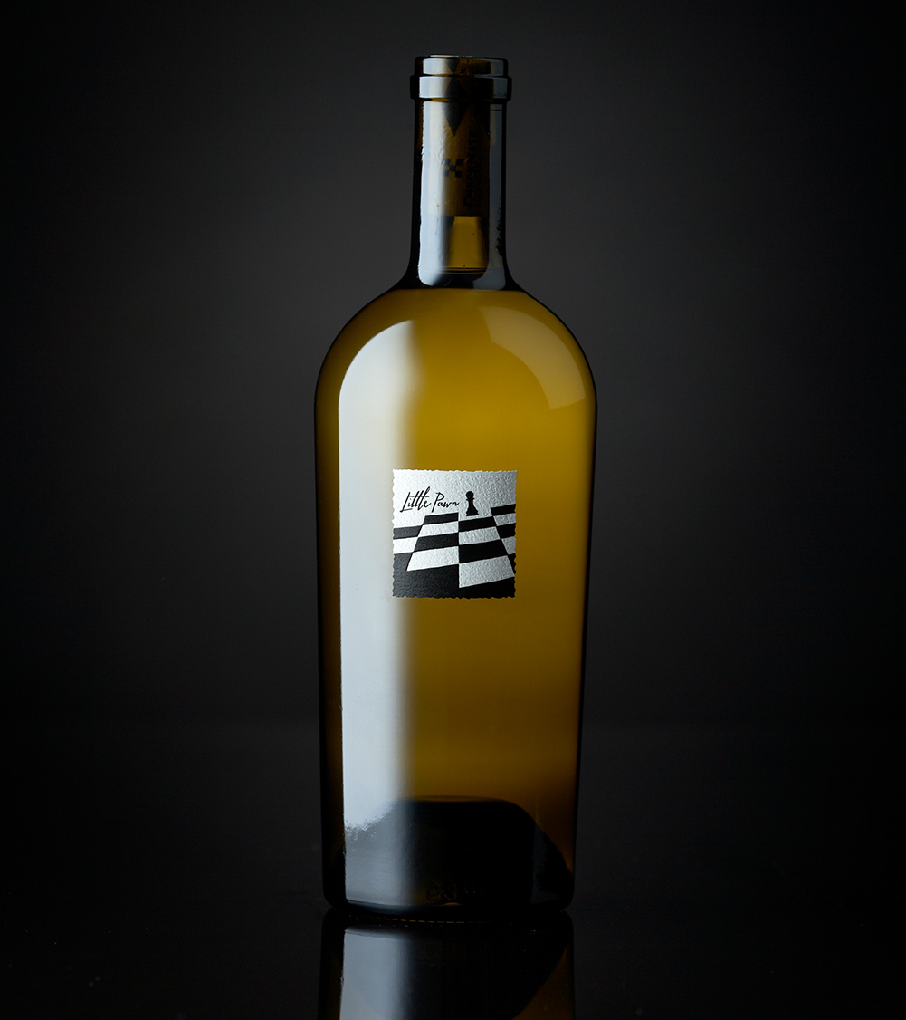 Bottle shot of the CheckMate Little Pawn Chardonnay